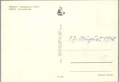 60183 - Italien - Meran , Merano , Passeggiata e Casino , Kurpromenade - nicht gelaufen 1968