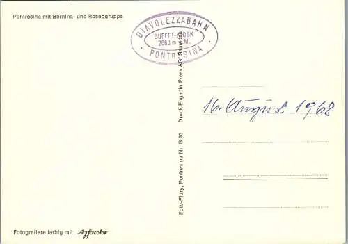 60189 - Schweiz - Pontresina , mit Bernina und Roseggruppe - nicht gelaufen 1968