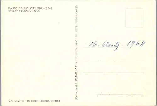 60193 - Italien - Stilfserjoch , Passo dello Stelvio , Ortles , Zebru , Gran Zebru - nicht gelaufen 1968