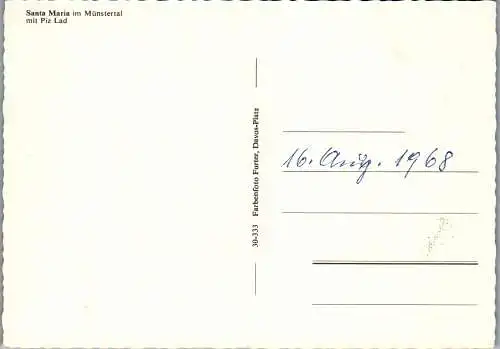 60194 - Schweiz - Santa Maria , im Münstertal mit Piz Lad - nicht gelaufen 1968