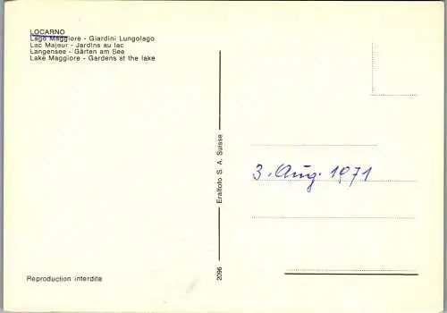 60198 - Schweiz - Locarno , Lago Maggiore , Giardini Lungolago - nicht gelaufen 1971