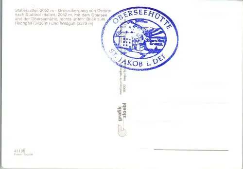 60209 - Tirol - St. Jakob , Defereggen , Stallersattel , Obersee , Mehrbildkarte - nicht gelaufen