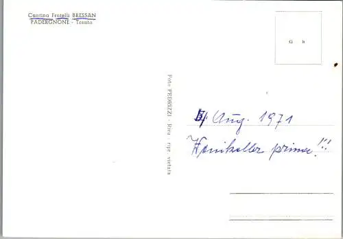 60243 - Italien - Trento , Cantina Fratelli Bressan Padergnone - nicht gelaufen 1971