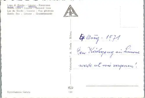 60245 - Italien - Limone , Lago di Garda , Gardasee , Panorama - nicht gelaufen 1971