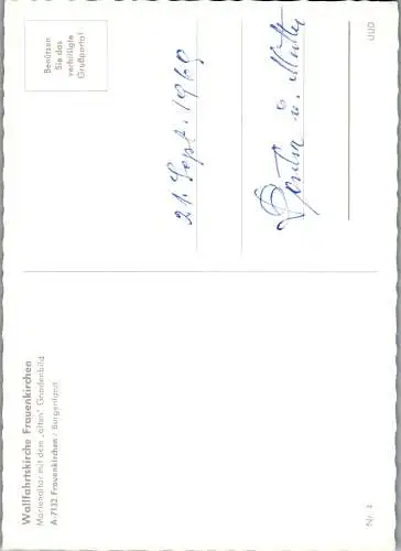 60254 - Burgenland - Frauenkirchen , Wallfahrtskirche , Marienaltar mit Gnadenbild - nicht gelaufen 1969