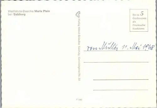 60281 - Salzburg - Maria Plain , Wallfahrts Basilika - nicht gelaufen 1968