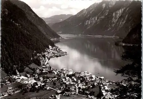 60284 - Oberösterreich - Hallstatt , am Hallstätter See , Panorama - gelaufen 1955