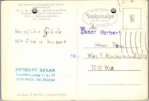 60346 - Wien - Sophienalpe , Mehrbildkarte , beschädigt - gelaufen