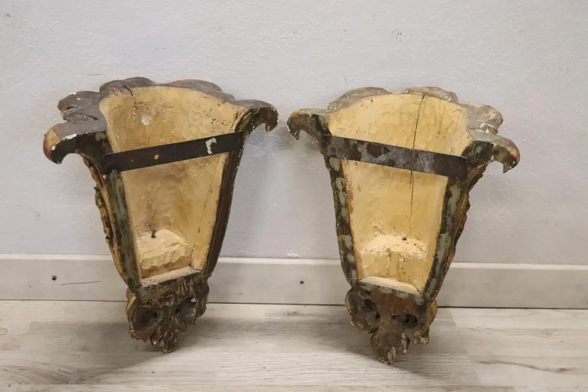 Antike Friesen aus geschnitztem & vergoldetem Holz, 19. Jh., 2er Set 2