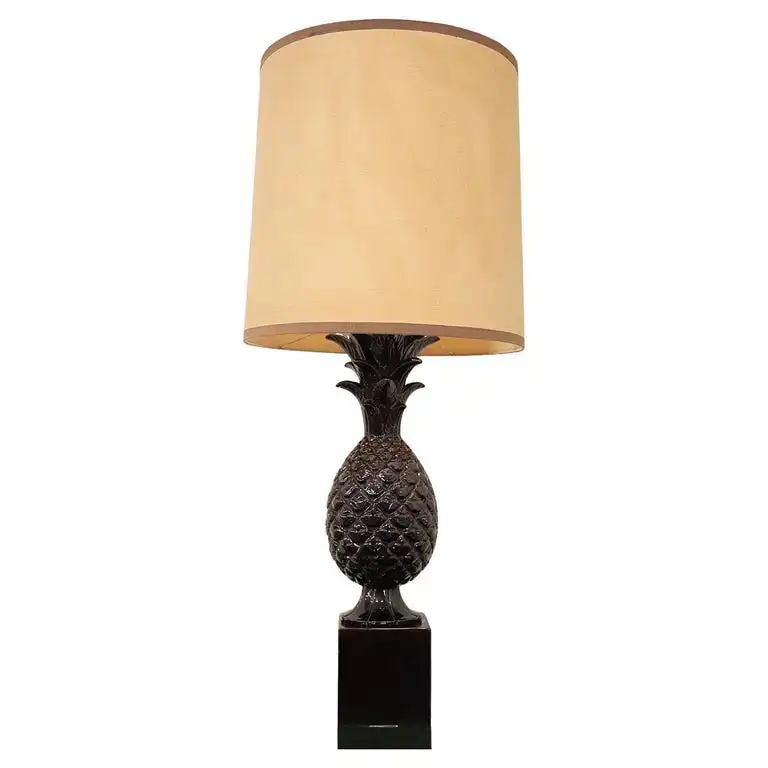 Braune Vintage Ananas Keramik Tischlampe, 1970er 0