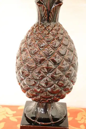 Braune Vintage Ananas Keramik Tischlampe, 1970er