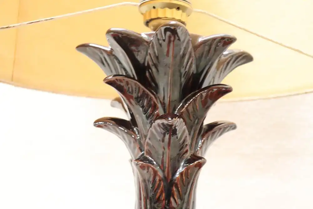 Braune Vintage Ananas Keramik Tischlampe, 1970er 4