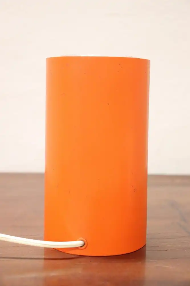 Italienische Tischlampe aus Muranoglas & orangefarbenem Metall, 1950er 4