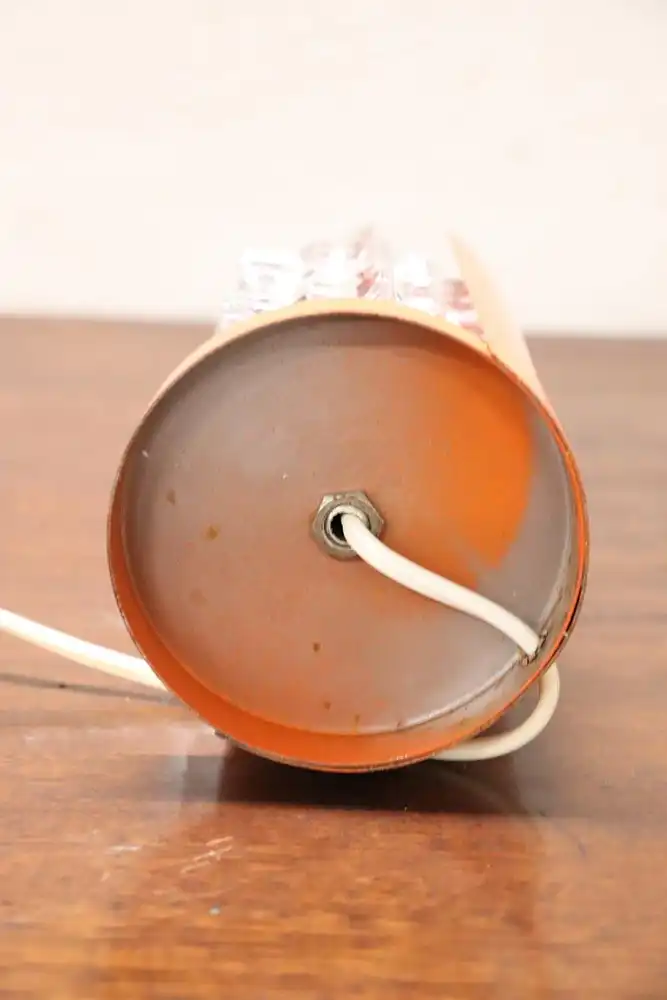 Italienische Tischlampe aus Muranoglas & orangefarbenem Metall, 1950er 5