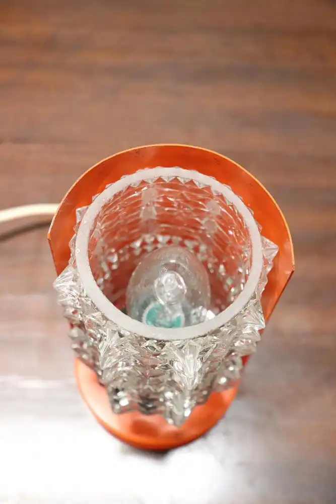 Italienische Tischlampe aus Muranoglas & orangefarbenem Metall, 1950er 6