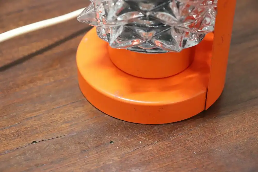 Italienische Tischlampe aus Muranoglas & orangefarbenem Metall, 1950er 7