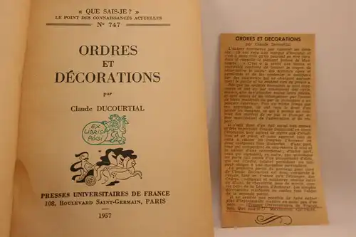 Ducourtial, Claude: Ordres et Décorations. 