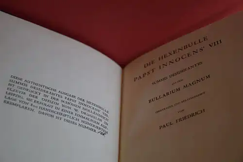 Innocentius, Papa VIII.; Paul Friedrich [Hrsg.]: Die Hexenbulle Papst Innocens' VIII. : summis desiderantes aus dem Bullarium magnum. 