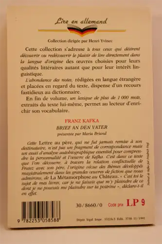 Franz Kafka: Brief an den Vater. [Le livre de poche Bd. 8660]. 