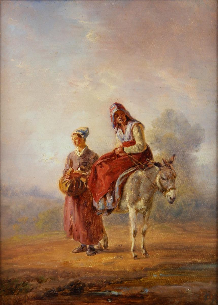 De La Rive, Pierre Louis (1753-1817), Zwei Landfrauen mit einem Esel 0