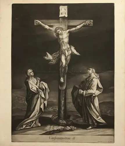 Johann Elias Ridinger (1698-1767), Nächtliche Kreuzigungsgruppe