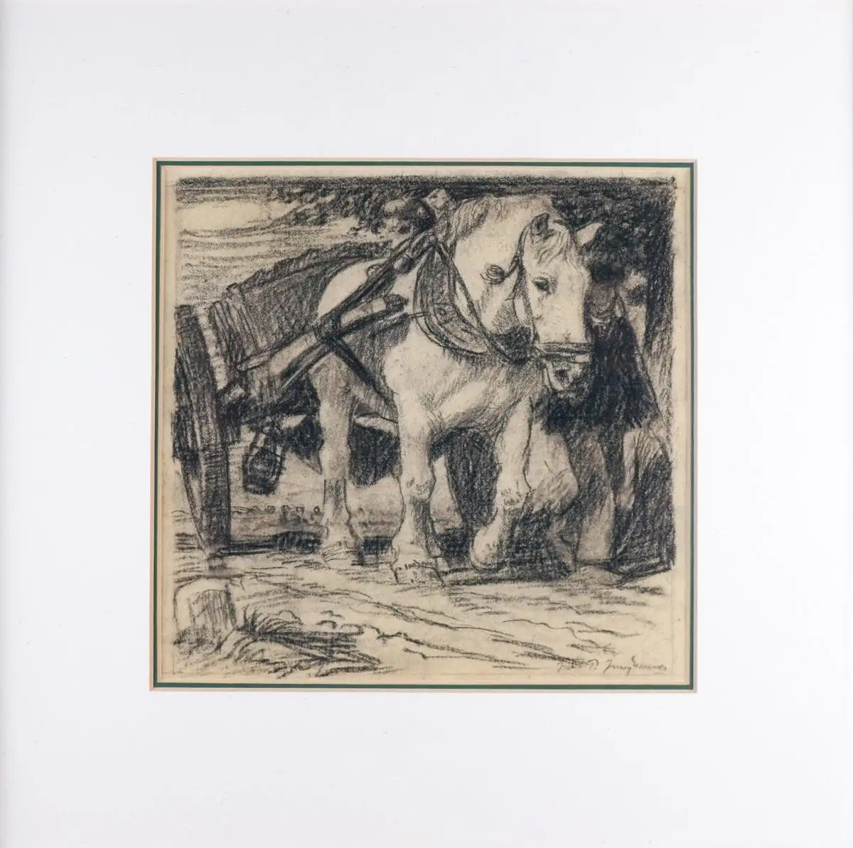 Julius Paul Junghanns (1876-1958), Zugpferd mit Karren 2