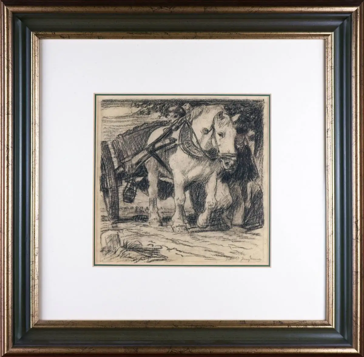 Julius Paul Junghanns (1876-1958), Zugpferd mit Karren 3