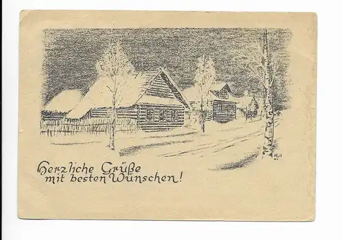 Karte Luftfeldpost, \"Weihnachtswünsche\", 20.12.43, 