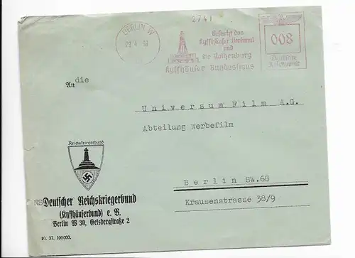 Brief 29.4.38, NS Deutscher Reichskriegerbund an Universum Film Berlin 