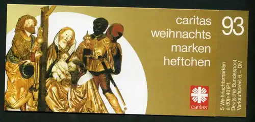 Bund Markenheft Caritas 1993 mit 1707 gestempelt Weihnachten #IJ151