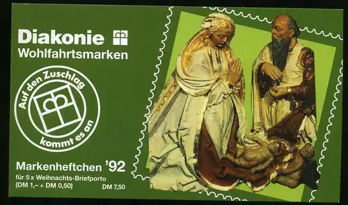 Bund Diakonie Markenheft 1992 mit 1640 Berlin Ersttagssonderstempel #IJ117