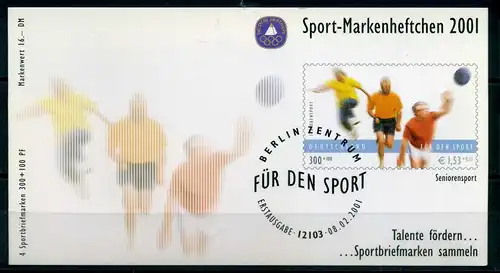 Bund Sport Markenheftchen 2168 Berlin Ersttagssonderstempel #HD219