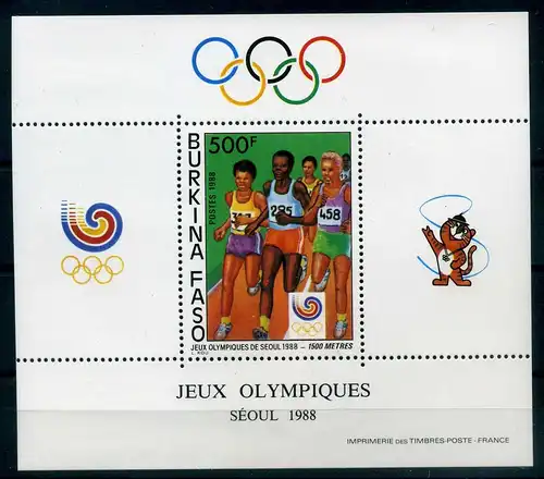 Burkina Faso Block 130 postfrisch Olympiade 1988 Seoul #JG773