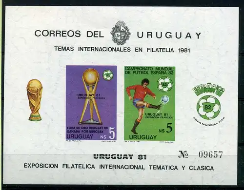 Uruguay Block 51 postfrisch Fußball #GE413