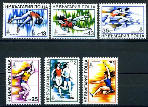 Olympiade Moskau 1980 Bulgarien MiNr 2832-37 postfrisch #JG537