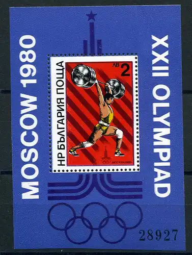 Bulgarien Block 101 postfrisch Olympiade Moskau 1980 #JG551
