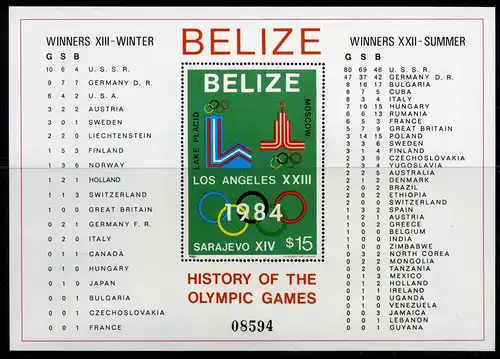 Olympiade 1984 Belize Block 37 a postfrisch #JG553