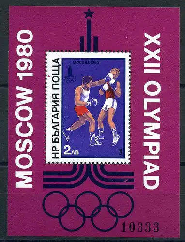 Bulgarien Block 99 postfrisch Olympiade Moskau 1980 #JG557