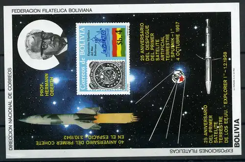 Bolivien Block 130 postfrisch Raumfahrt #GB351