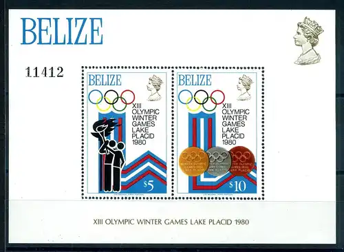 Olympiade Lake Placid 1980 Belize Block 12 postfrisch #JG543