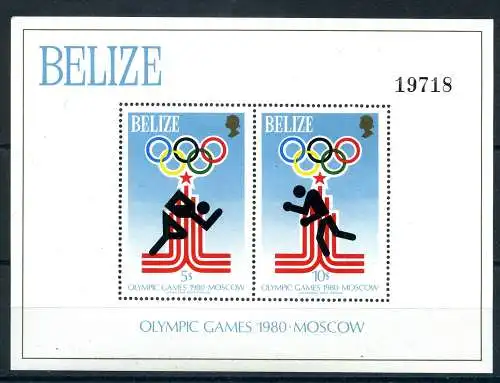 Belize Block 10 postfrisch Olympiade Moskau 1980 #JG548