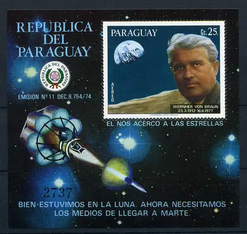 Paraguay Block 308 postfrisch Raumfahrt #GB352