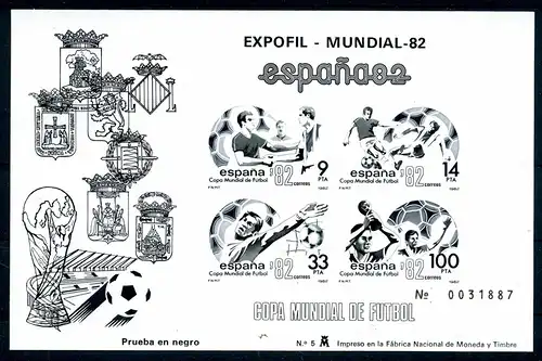 Spanien Schwarzdruck Block 26 postfrisch Fußball WM #GE439