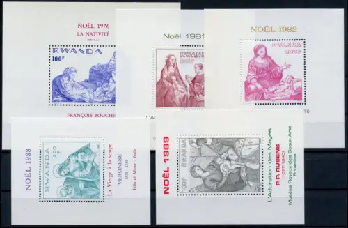 Ruanda 5 Weihnachtsblöcke postfrisch #IJ083