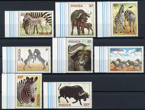 Ruanda 1283-1290 postfrisch Zebras, Büffel #GQ292