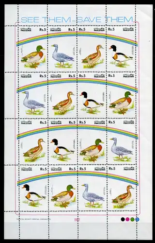 Pakistan ZD-Bogen 863-66 postfrisch Vögel #JD360