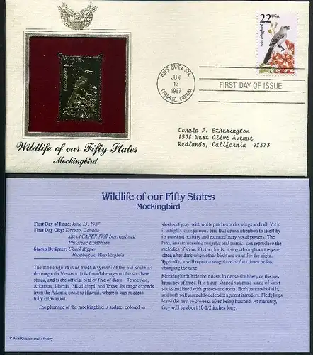 USA 1927 Vögel Goldmarke Ersttagesbrief/FDC #Vög788