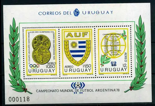 Uruguay Block 39 postfrisch Fußball #GE522