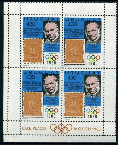 Uruguay 4er Block 1538 postfrisch Olympiade 1980 #JG719