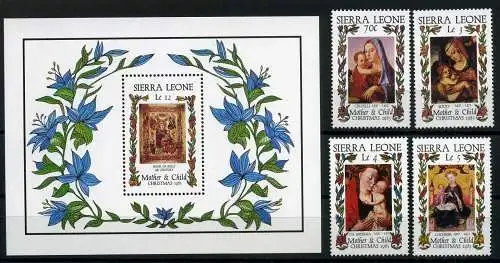 Sierra Leone 849-852 + Block 38 postfrisch Madonnen #IN550